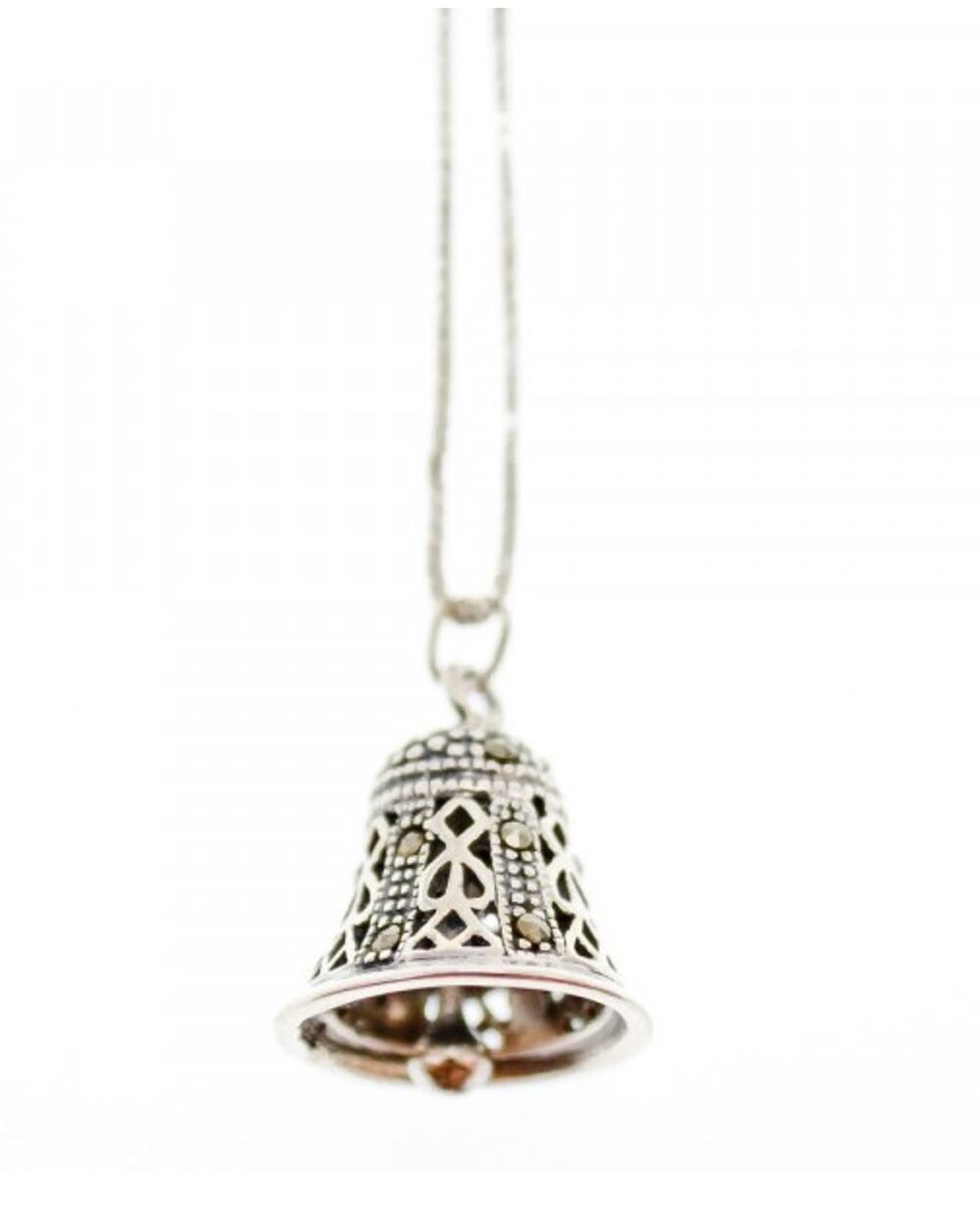 925 Sterling Silver Marcasites "Bell" Chain With Pendant